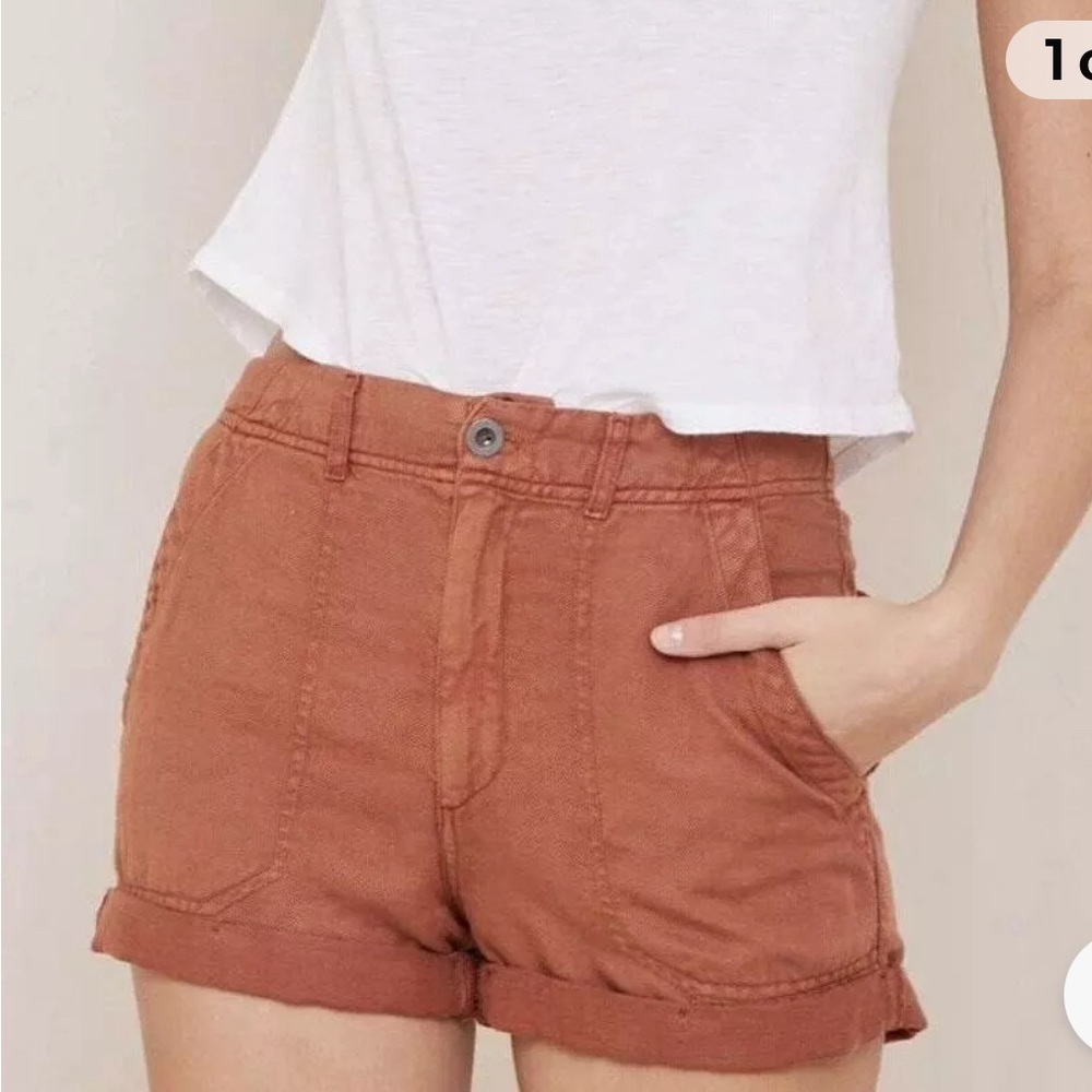 NWT Bella Dahl Sedona Rolled Cuff Utility Shorts Mid-Rise Relaxed Rust Orange 32